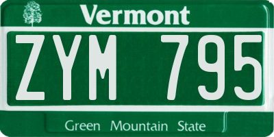 VT license plate ZYM795