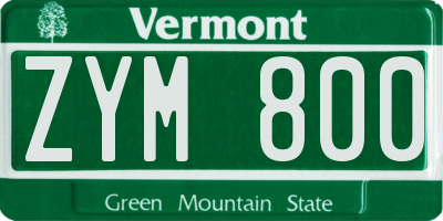 VT license plate ZYM800