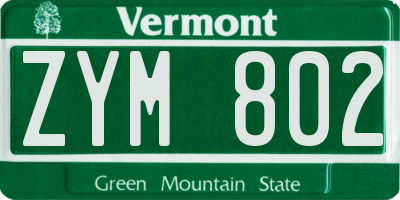 VT license plate ZYM802