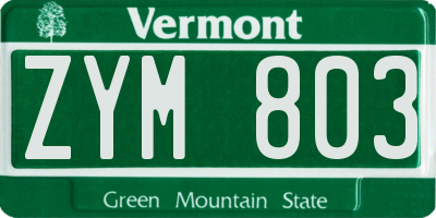 VT license plate ZYM803