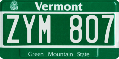 VT license plate ZYM807