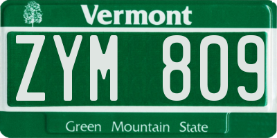 VT license plate ZYM809