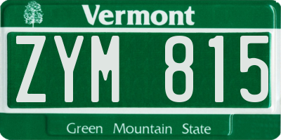VT license plate ZYM815