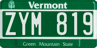 VT license plate ZYM819