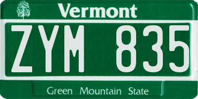 VT license plate ZYM835