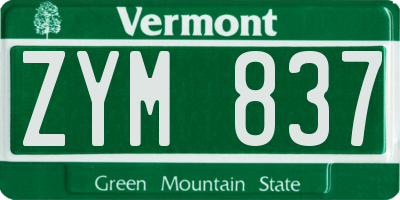 VT license plate ZYM837