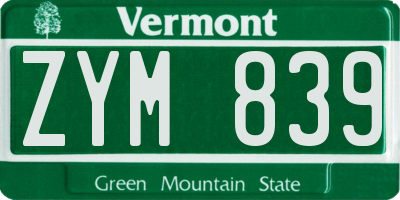 VT license plate ZYM839