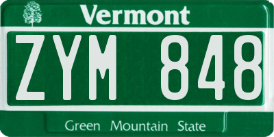 VT license plate ZYM848