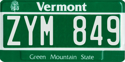 VT license plate ZYM849