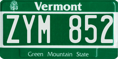 VT license plate ZYM852