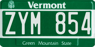VT license plate ZYM854