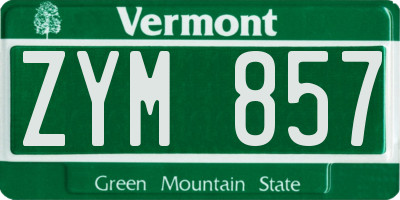 VT license plate ZYM857