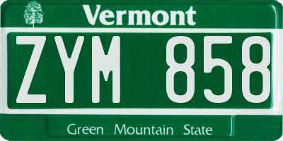 VT license plate ZYM858