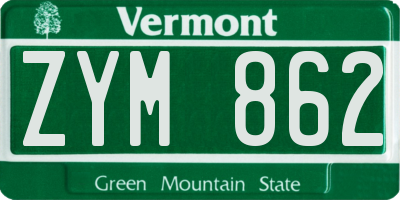 VT license plate ZYM862