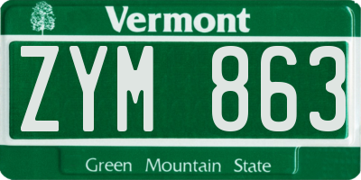 VT license plate ZYM863