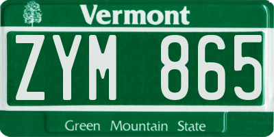 VT license plate ZYM865