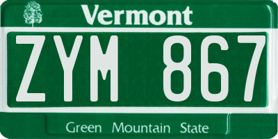 VT license plate ZYM867