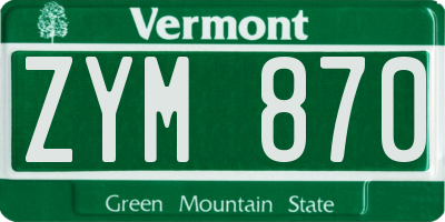 VT license plate ZYM870