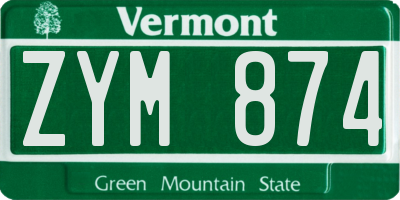 VT license plate ZYM874