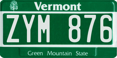 VT license plate ZYM876