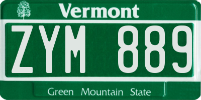 VT license plate ZYM889