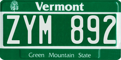 VT license plate ZYM892