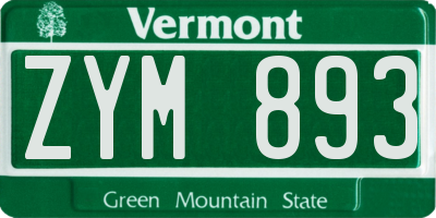 VT license plate ZYM893
