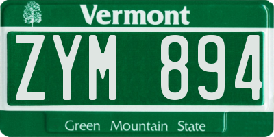 VT license plate ZYM894