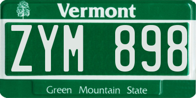 VT license plate ZYM898