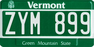 VT license plate ZYM899