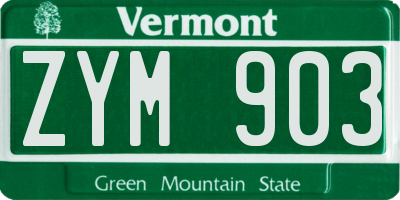 VT license plate ZYM903