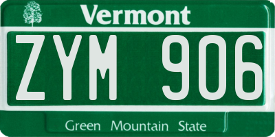 VT license plate ZYM906