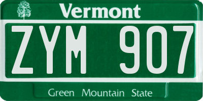 VT license plate ZYM907