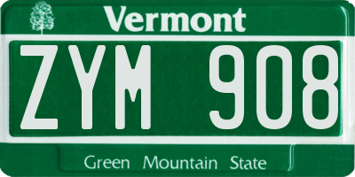 VT license plate ZYM908