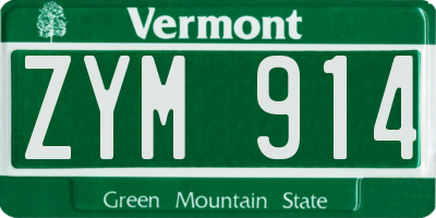 VT license plate ZYM914