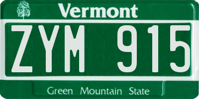 VT license plate ZYM915