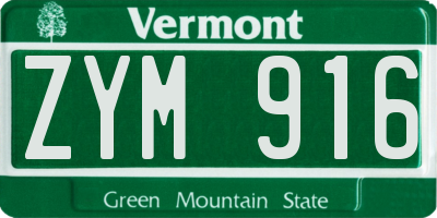 VT license plate ZYM916