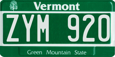 VT license plate ZYM920