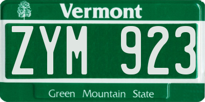 VT license plate ZYM923