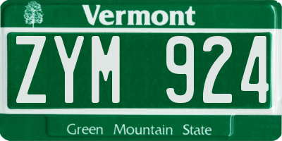 VT license plate ZYM924