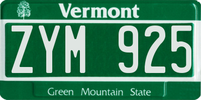 VT license plate ZYM925
