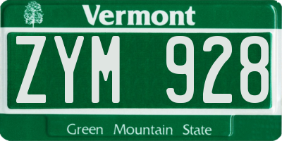 VT license plate ZYM928