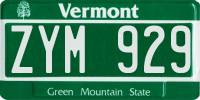 VT license plate ZYM929