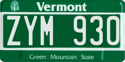 VT license plate ZYM930