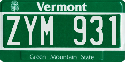 VT license plate ZYM931