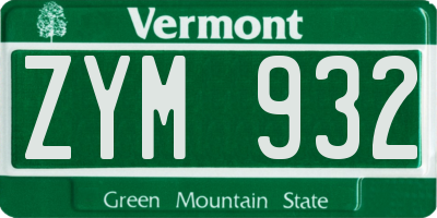 VT license plate ZYM932