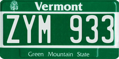 VT license plate ZYM933