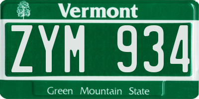VT license plate ZYM934