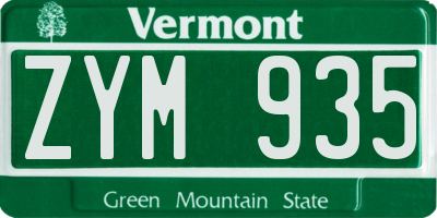 VT license plate ZYM935