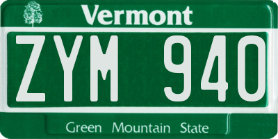 VT license plate ZYM940